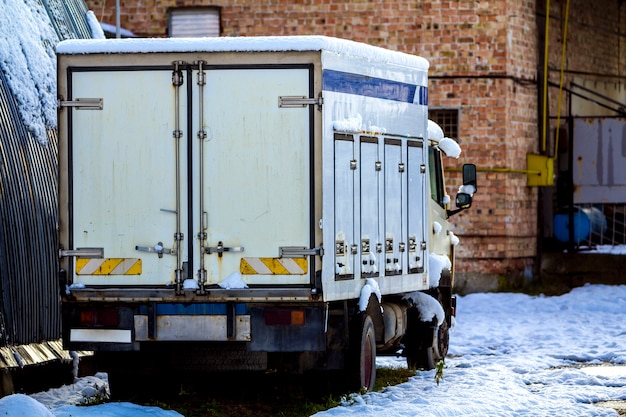 old broken cargo car truck near industrial buildings 127089 5458